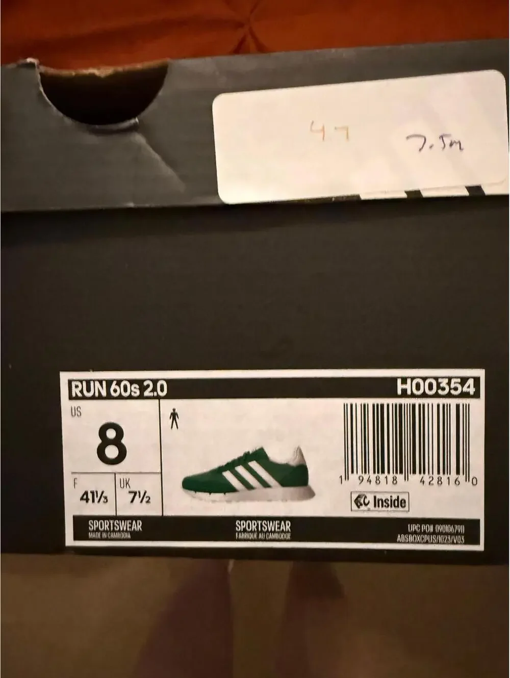 adidas Run 60s 2.0 Running Shoes Green White US 8